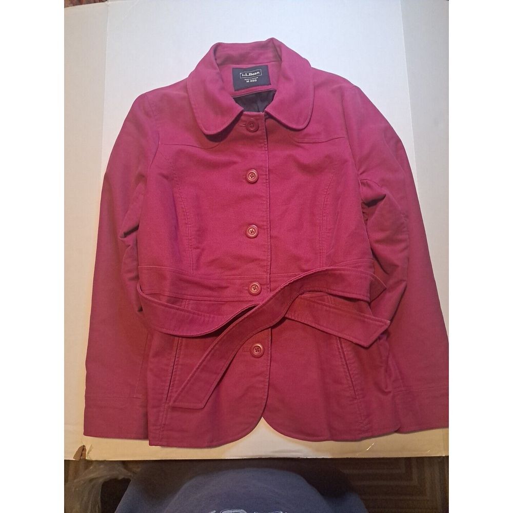 L.L. Bean Majenta, 100%cotton,‎ belted jacket size medium Lined